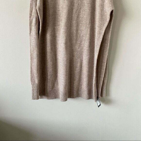 NWT-Halogen Alpaca & Wool Blend Mock Neck Cold Shoulder Cream Sweater - Picture 10 of 13